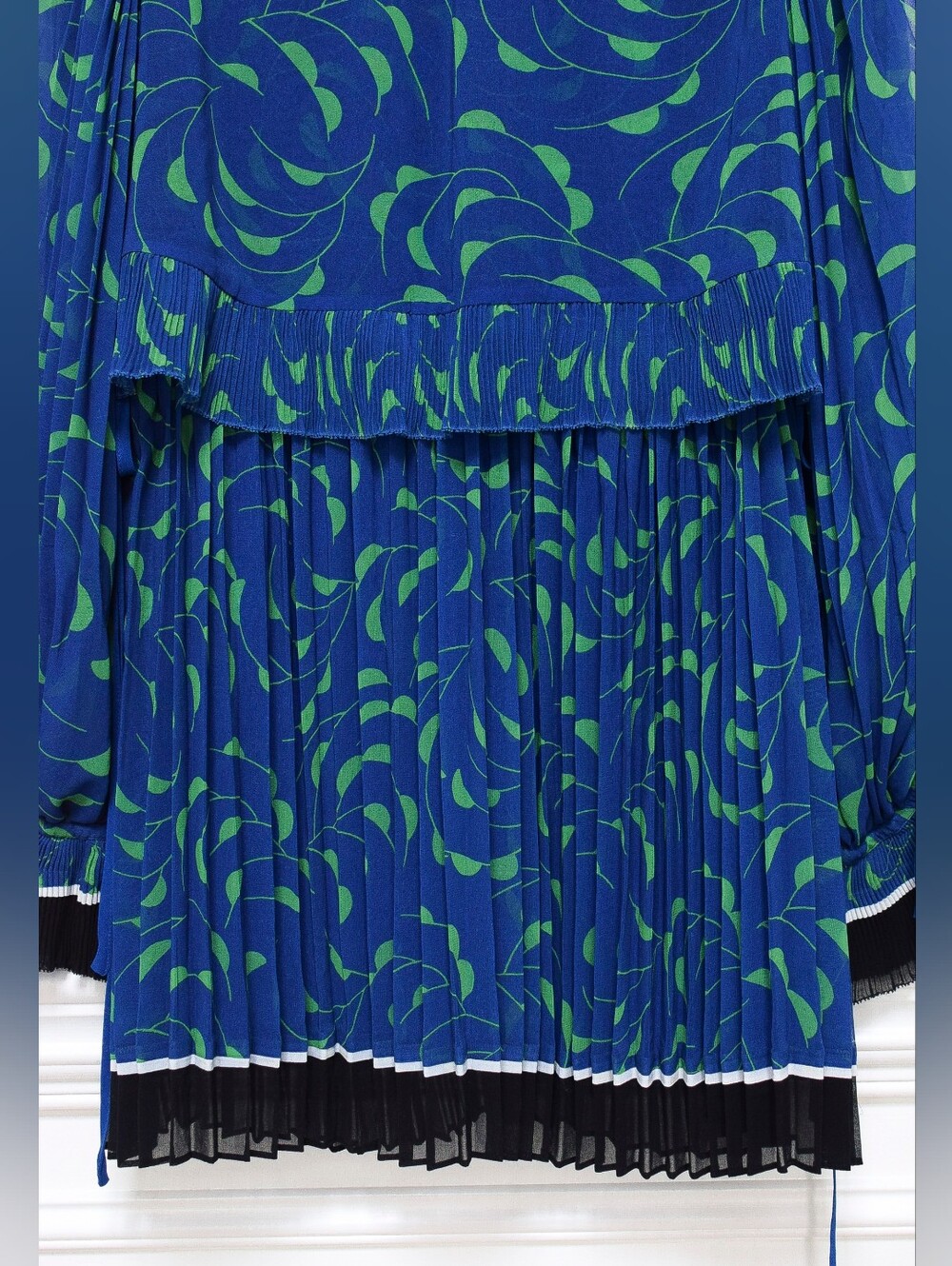 Self Portrait Crescent Chiffon Pleated Cape Dress Blue Green Mini Sz 4 Cocktail - Picture 12 of 15